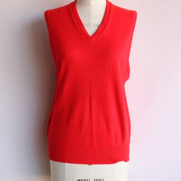 Vintage 1950s Sweater Vest, Martson's Red Orlon V Neck, Size Medium - Picture 2 of 10